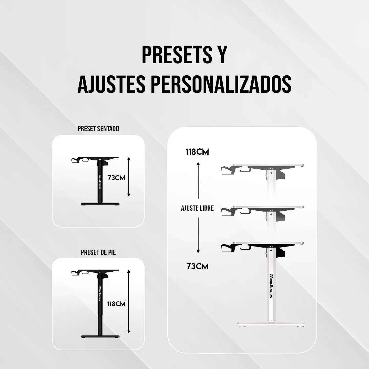 WS311 WORKSTATION Pearl White Escritorio con Control de Elevación Automática 6