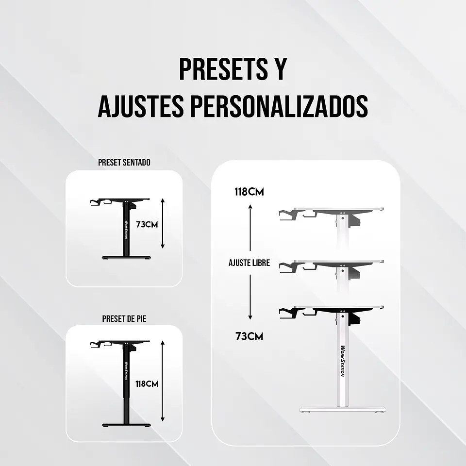 WS311 WORKSTATION Pearl White Escritorio con Control de Elevación Automática 6