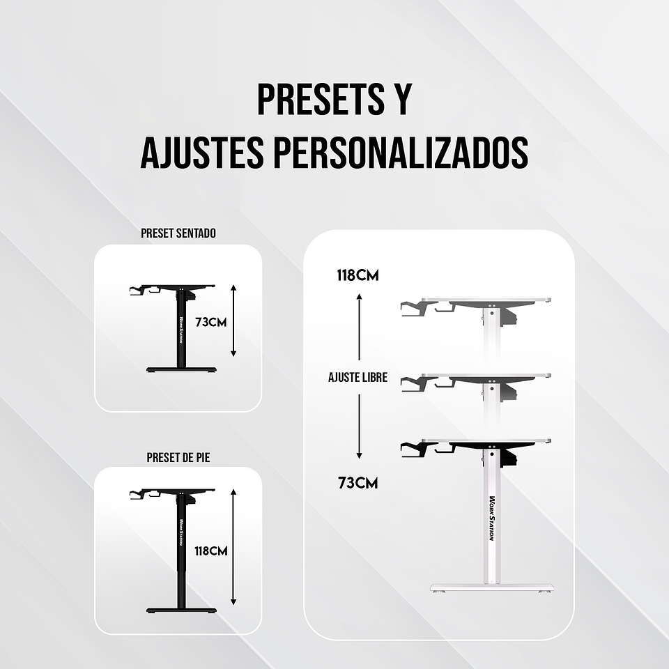 WS311 WORKSTATION Carbon Black Escritorio con Control de Elevación Automática 12