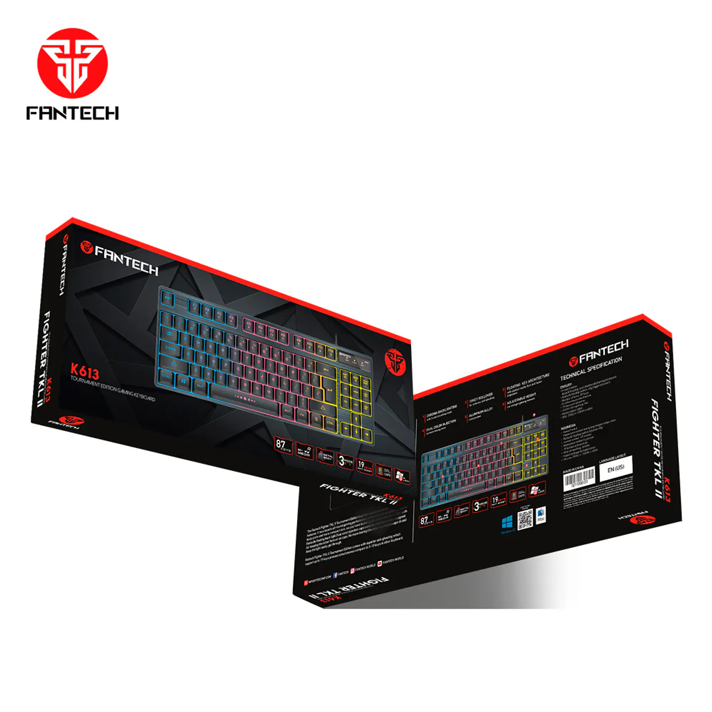 K613 FIGHTER TKL II Black Teclado Gamer Membrana 80% Layout USA 7