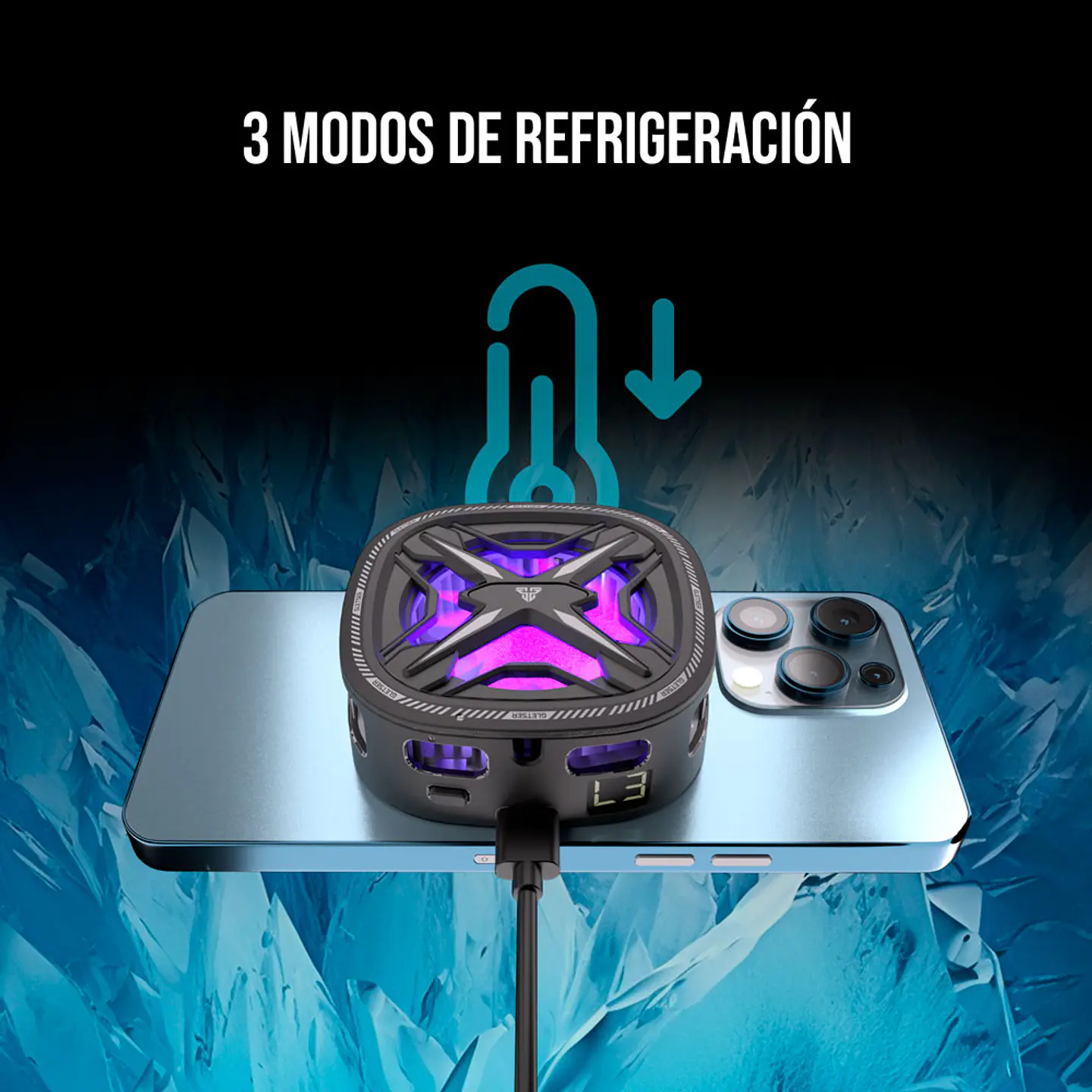 PCM10 GLETSER MAX Black Ventilador inalámbrico de Smartphone Andoid iOS 12