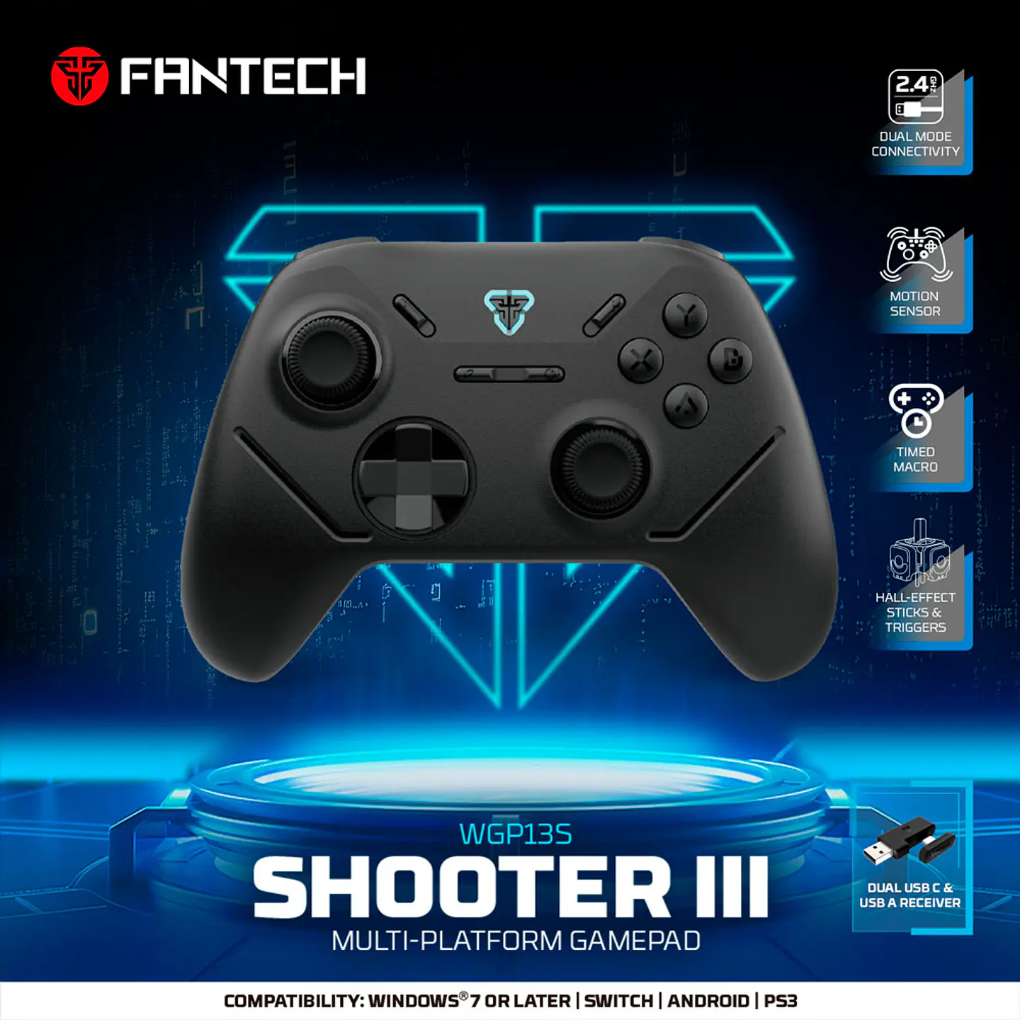 WGP13s SHOOTER III Black Control Inalámbrico Multiplataforma PC Switch Mobile Playstation 24