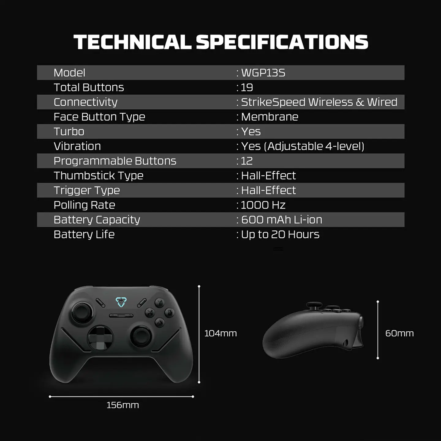 WGP13s SHOOTER III Black Control Inalámbrico Multiplataforma PC Switch Mobile Playstation 23