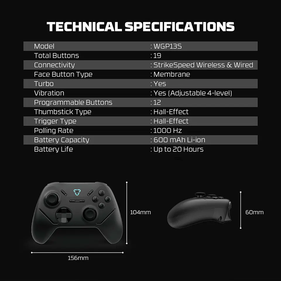 WGP13s SHOOTER III Black Control Inalámbrico Multiplataforma PC Switch Mobile Playstation 23