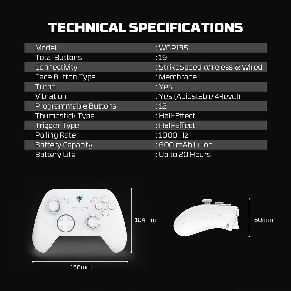 WPG13s SHOOTER III White Control Inalámbrico Multiplataforma PC Switch Mobile Playstation 23