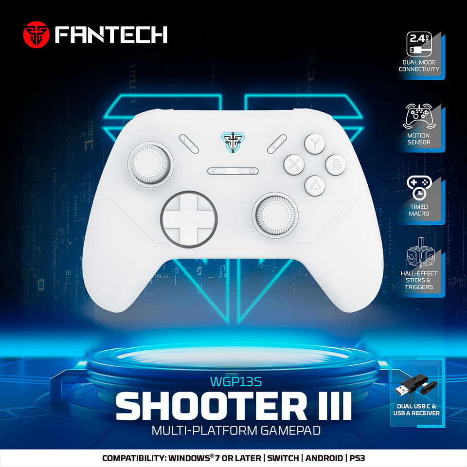 WPG13s SHOOTER III White Control Inalámbrico Multiplataforma PC Switch Mobile Playstation 24