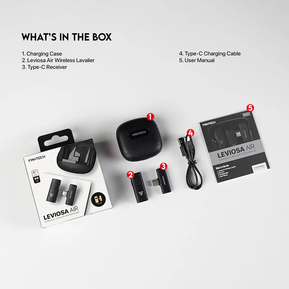 WMV11C LEVIOSA AIR Micrófono Inalámbrico Lavalier USB C 20
