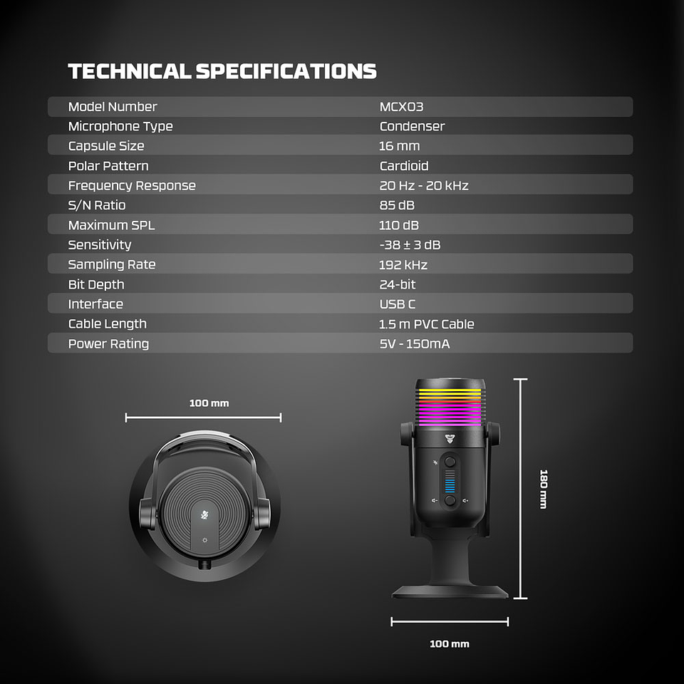 MCX03 LEVIOSA MAX Black Micrófono Cardioide Condensador 9