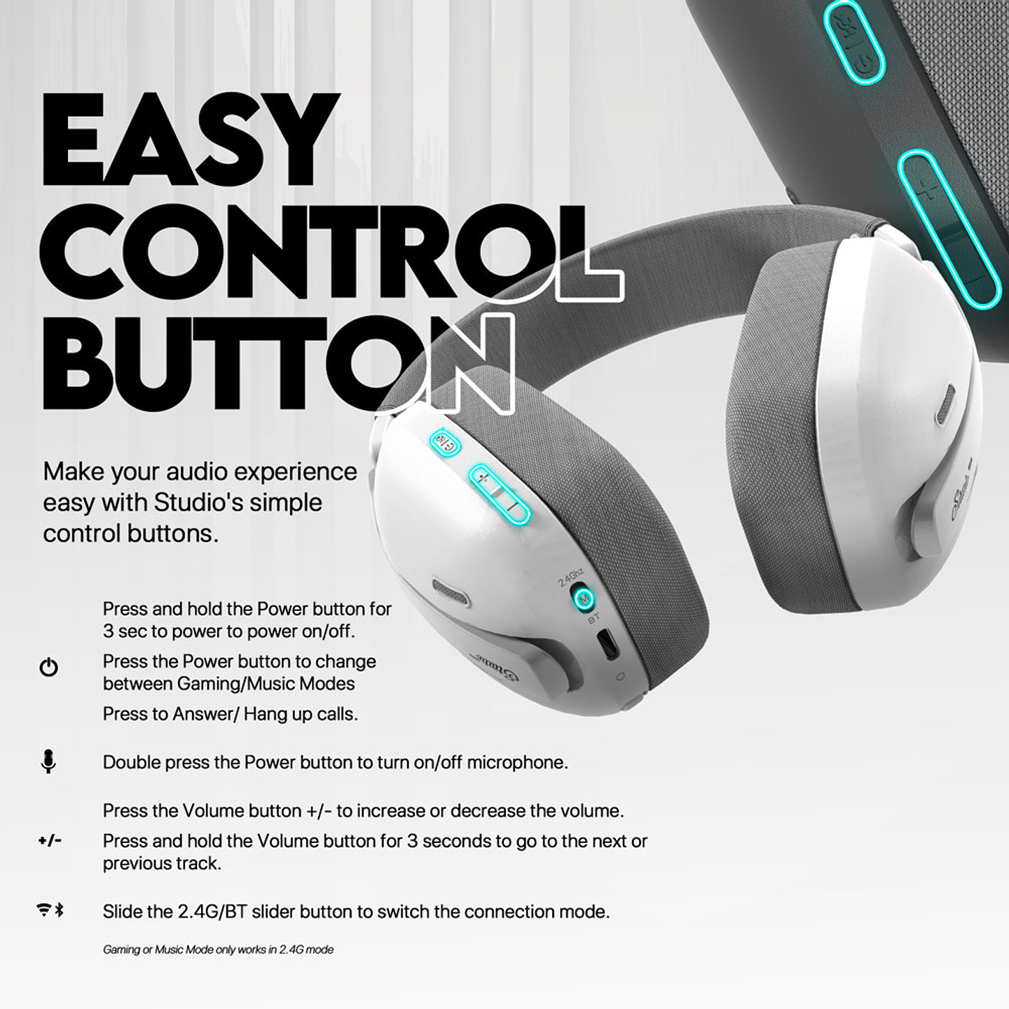 WHG03P STUDIO PRO White Audífonos Inalámbricos 7.1 Virtual 14