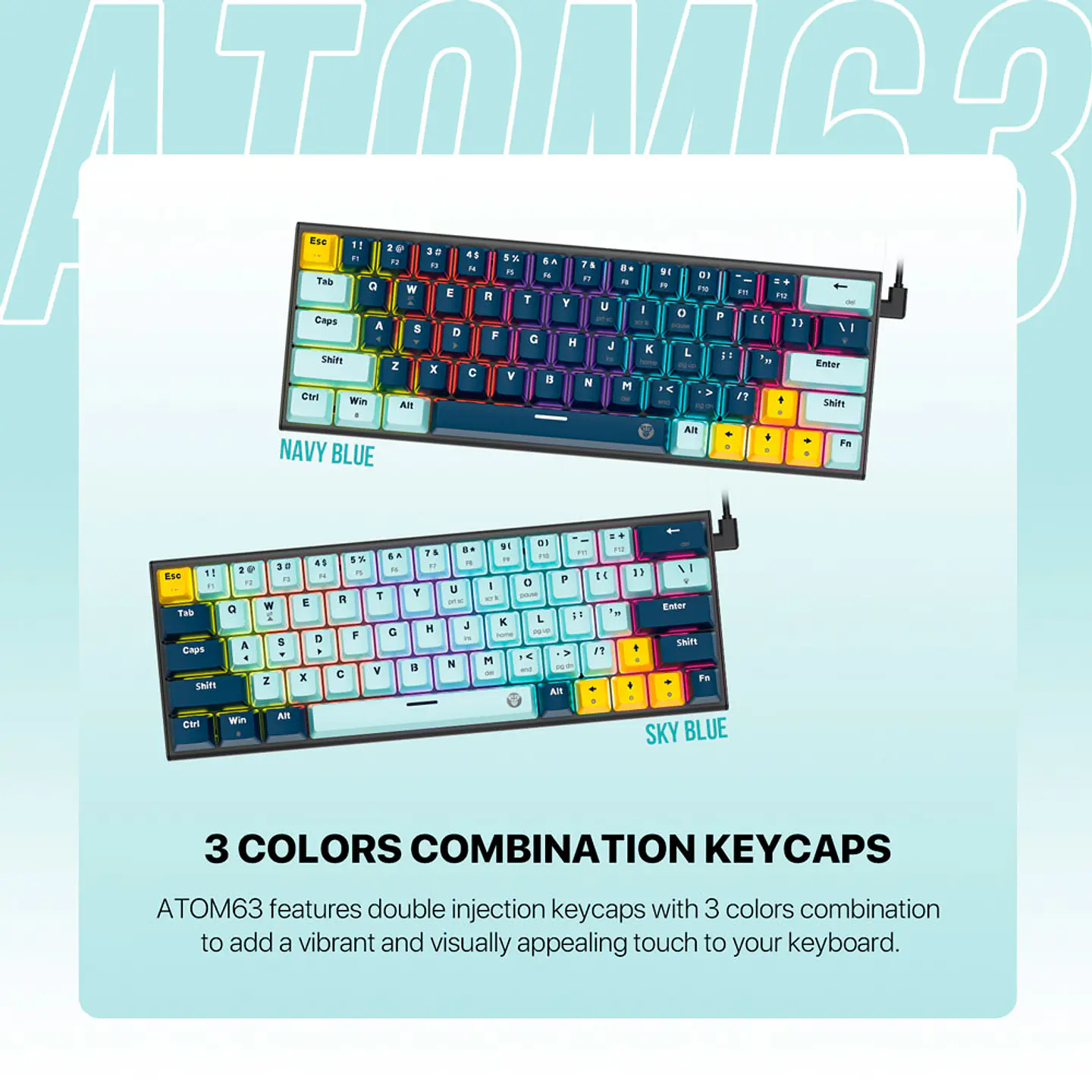 MK874V2 ATOM63 Navy Teclado Mecánico 60% Hot-Swappable Layout USA 4