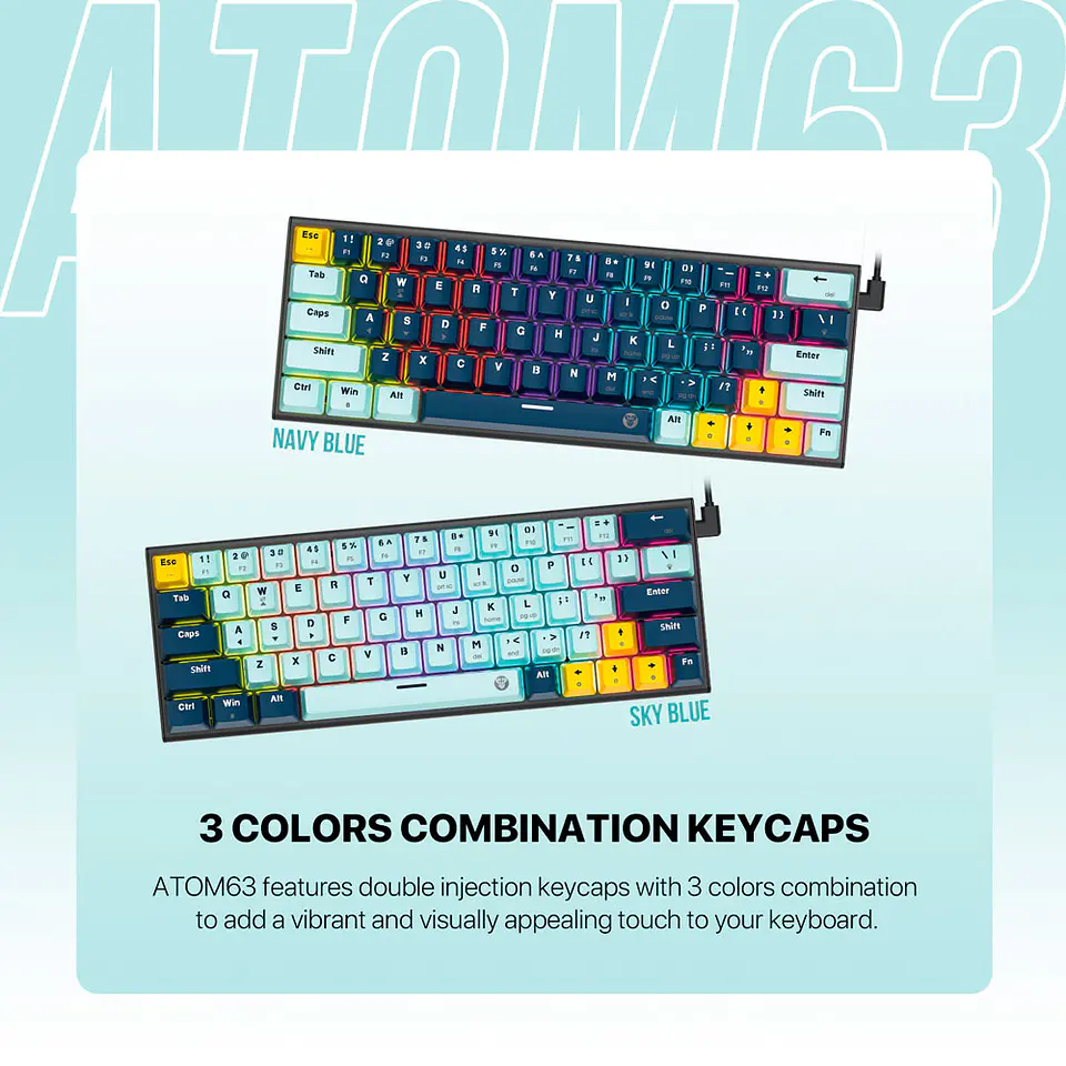 MK874V2 ATOM63 Navy Teclado Mecánico 60% Hot-Swappable Layout USA 4