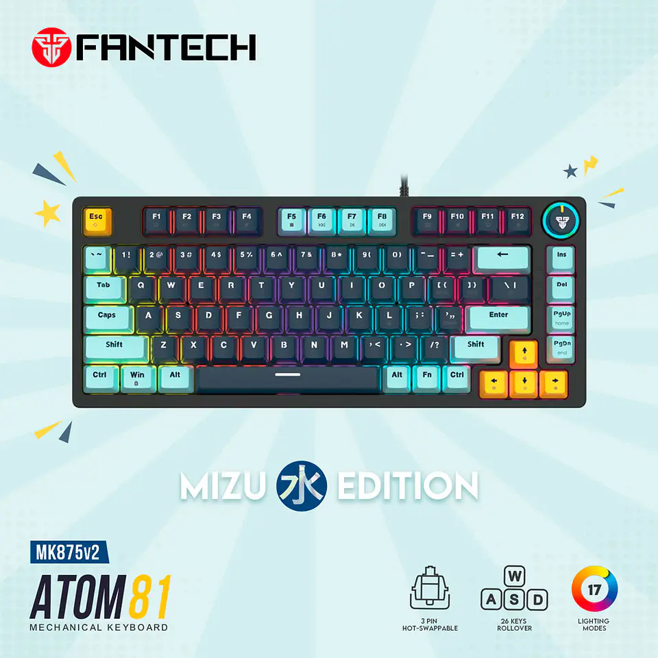 MK875V2 ATOM81 Navy Teclado Mecánico 75% Hot-Swappable Layout USA 11