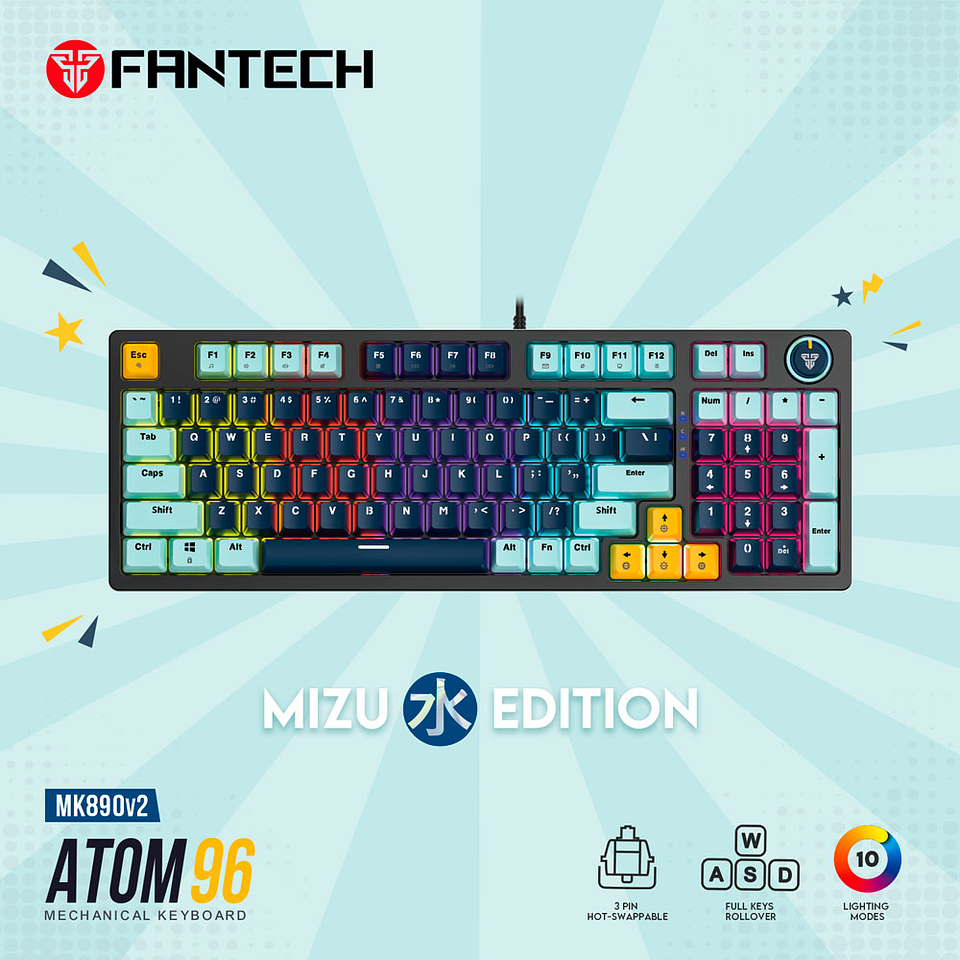 MK890V2 ATOM96 Navy Teclado Mecánico 90% Hot-Swappable Layout USA 12