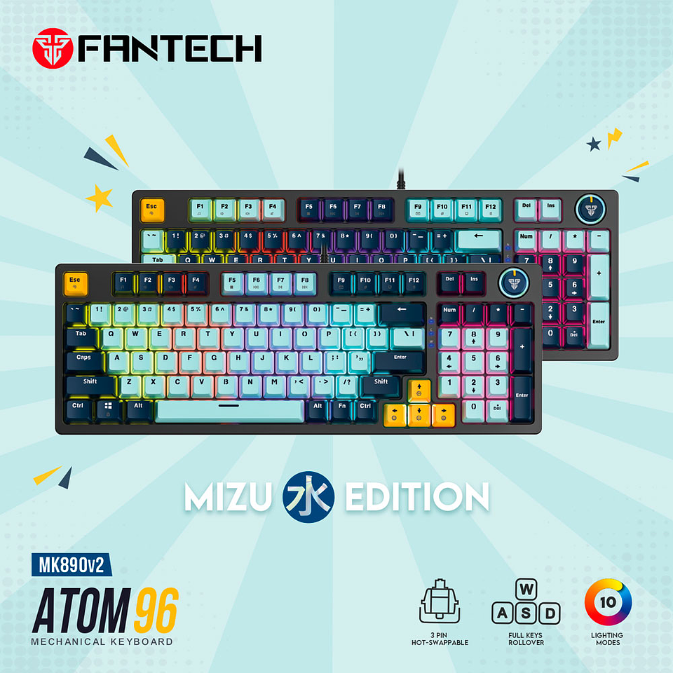 MK890V2 ATOM96 Navy Teclado Mecánico 90% Hot-Swappable Layout USA 13