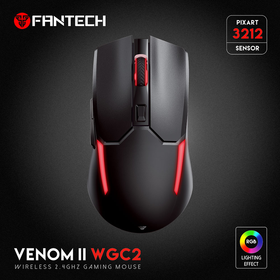 WGC2 VENOM II Black Mouse Inalámbrico 2.400 DPI 14