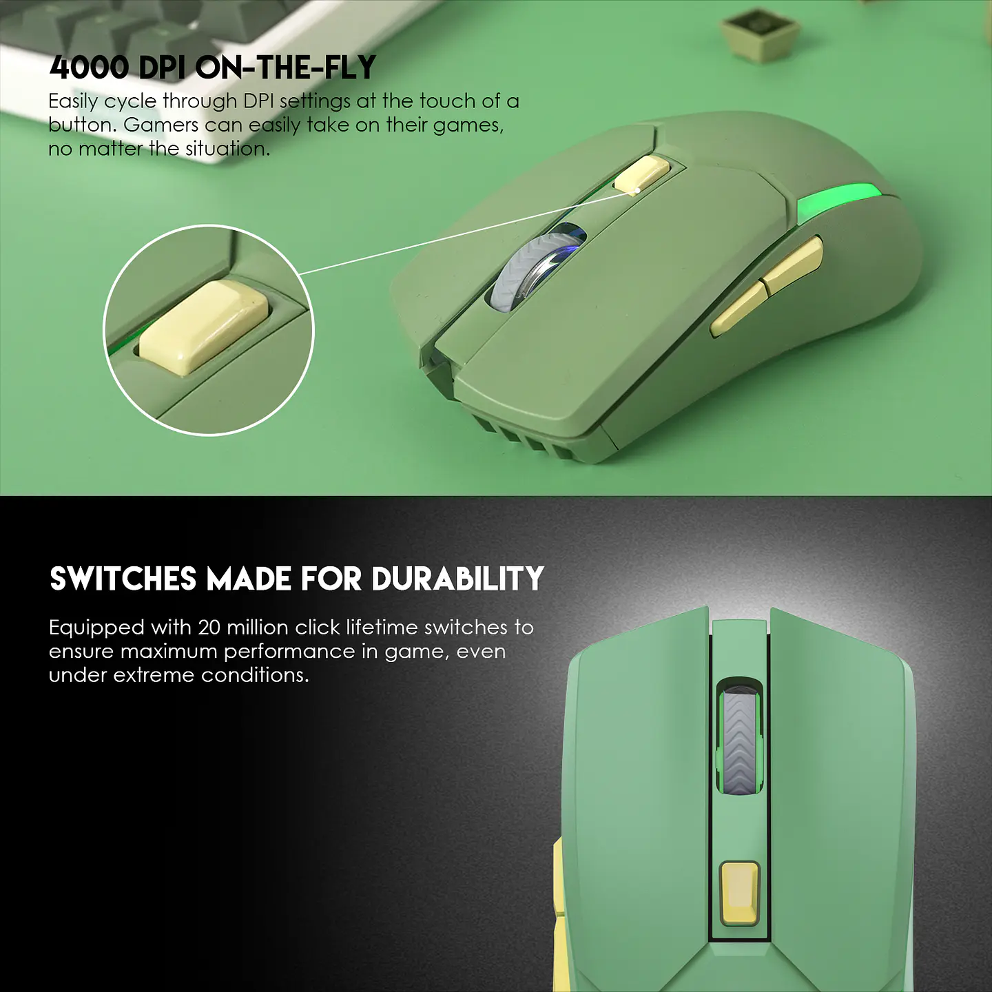 WGC2 VENOM II Green Mouse Inalámbrico 2.400 DPI 10