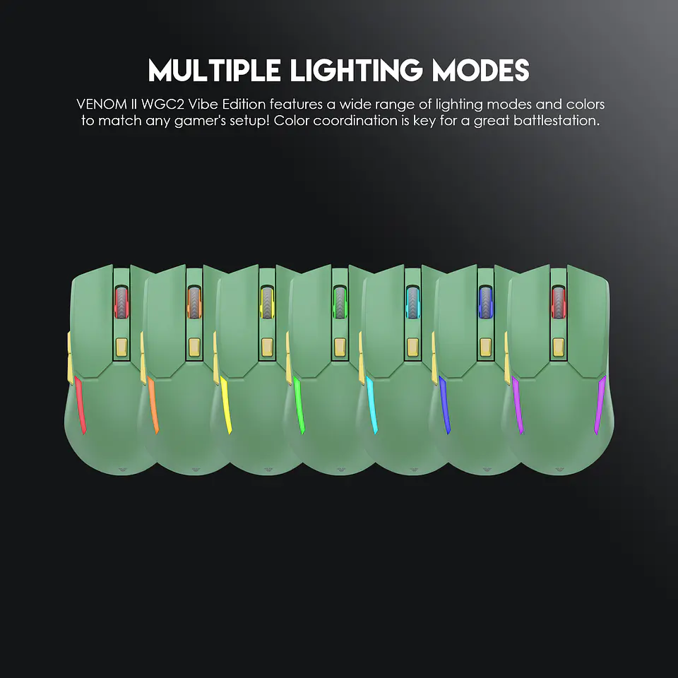 WGC2 VENOM II Green Mouse Inalámbrico 2.400 DPI 12