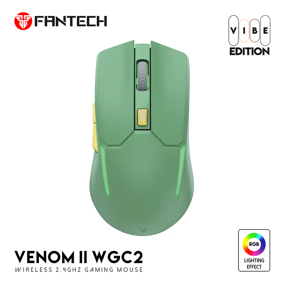 WGC2 VENOM II Green Mouse Inalámbrico 2.400 DPI 16