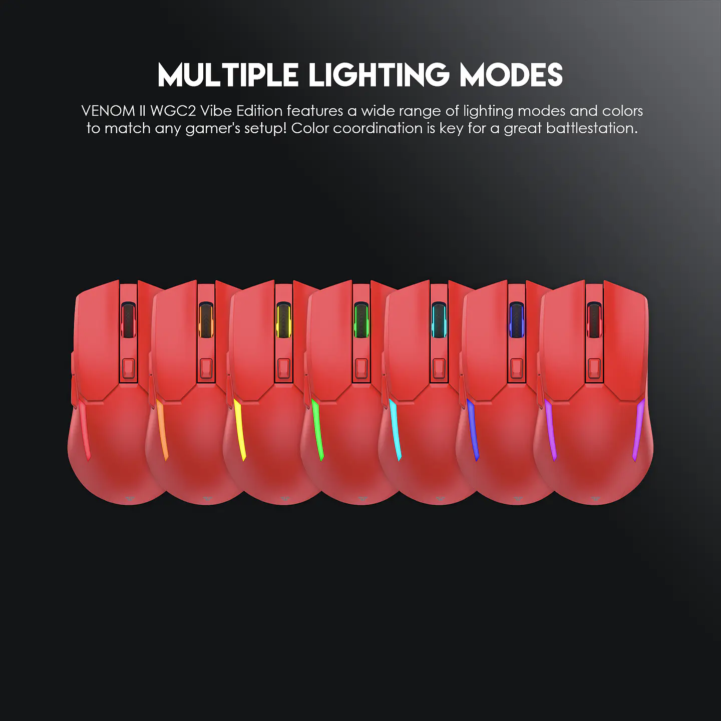 WGC2 VENOM II Red Mouse Inalámbrico 2.400 DPI 12