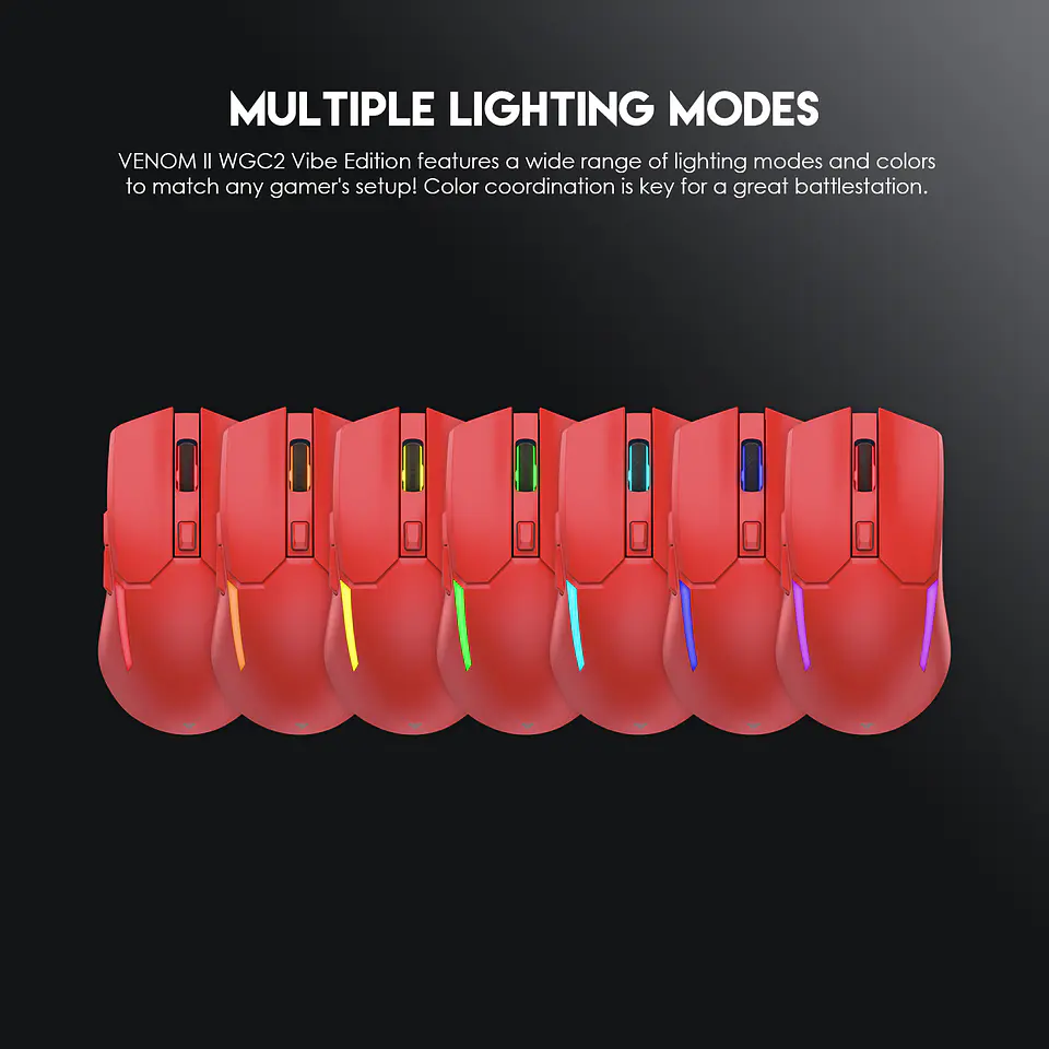 WGC2 VENOM II Red Mouse Inalámbrico 2.400 DPI 12