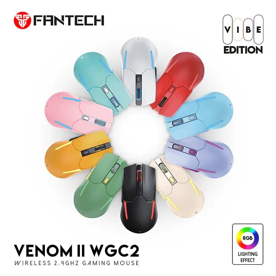 WGC2 VENOM II Beige Mouse Inalámbrico 2.400 DPI 16