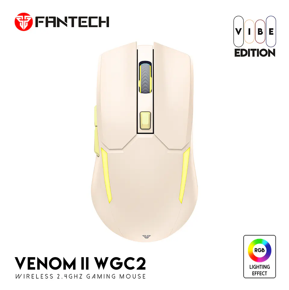 WGC2 VENOM II Beige Mouse Inalámbrico 2.400 DPI 15