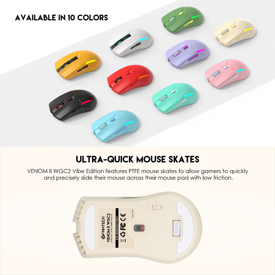 WGC2 VENOM II Beige Mouse Inalámbrico 2.400 DPI 13