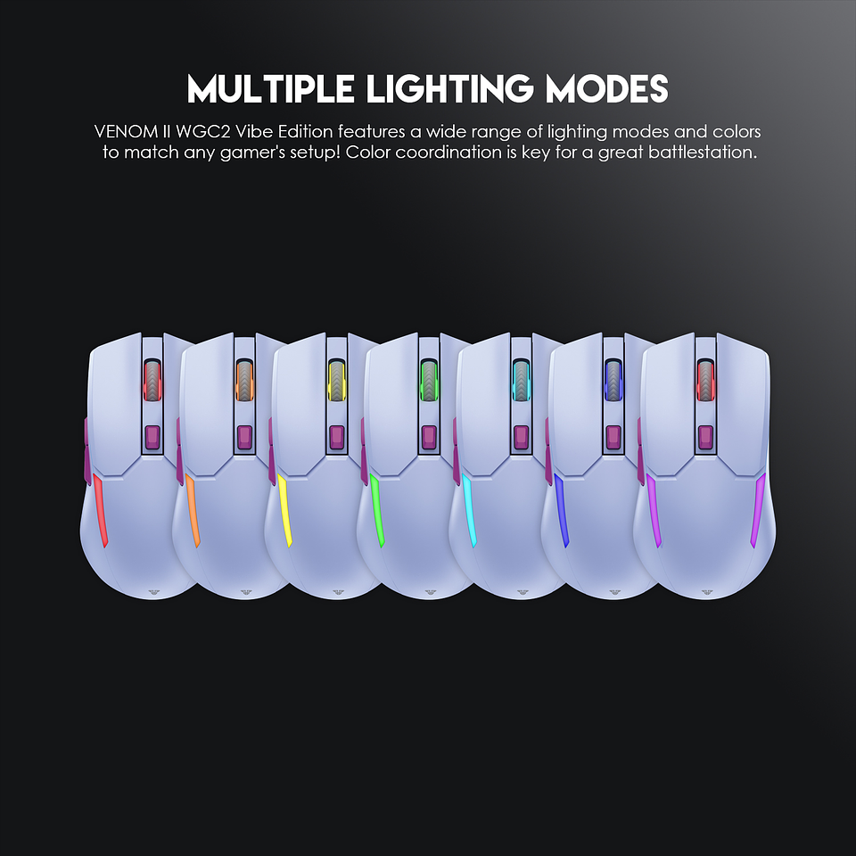 WGC2 VENOM II Purple Mouse Inalámbrico 2.400 DPI 12