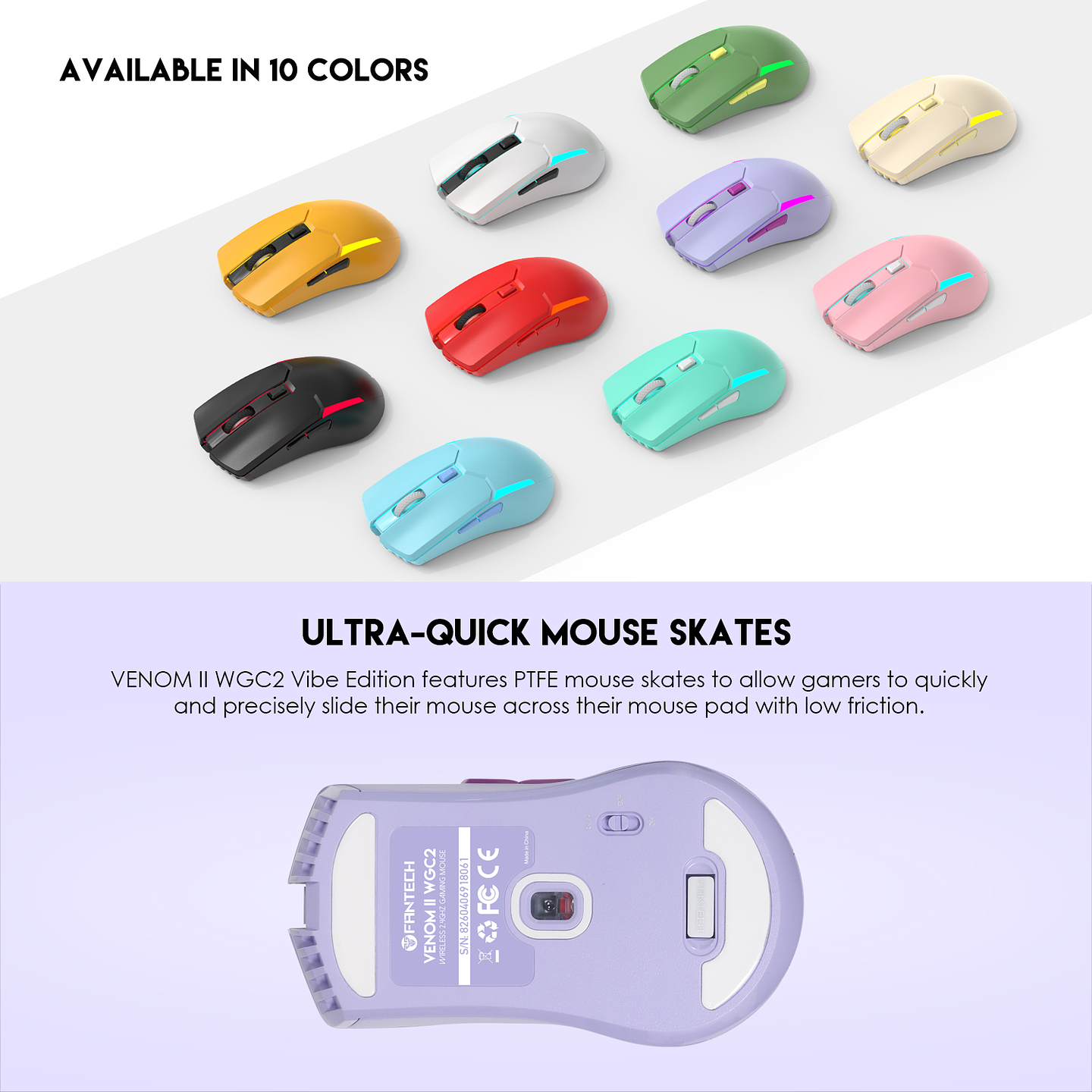 WGC2 VENOM II Purple Mouse Inalámbrico 2.400 DPI 14