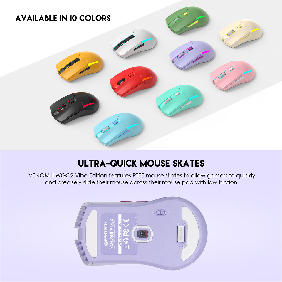 WGC2 VENOM II Purple Mouse Inalámbrico 2.400 DPI 14