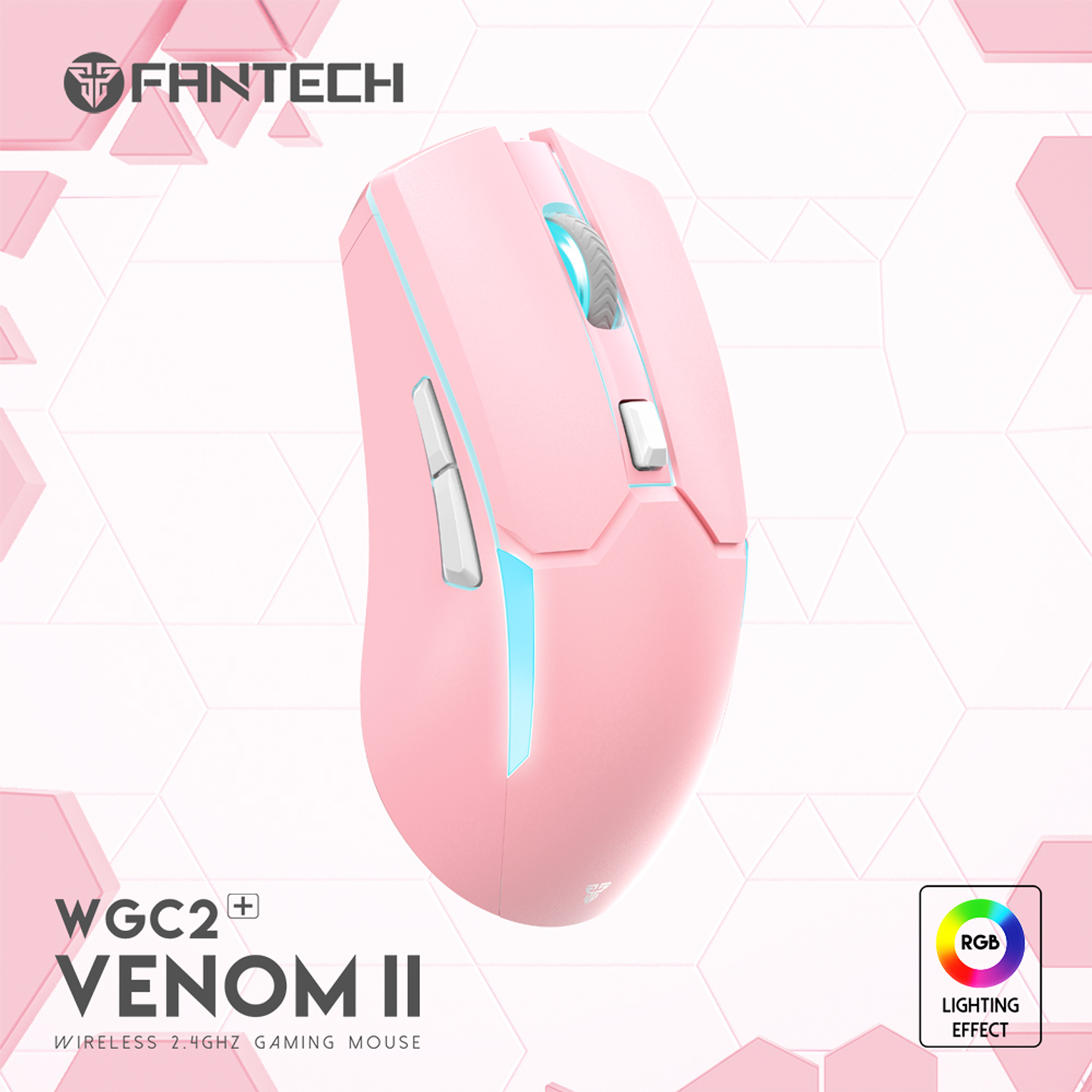 WGC2 VENOM II Pink Mouse Inalámbrico 2.400 DPI 12