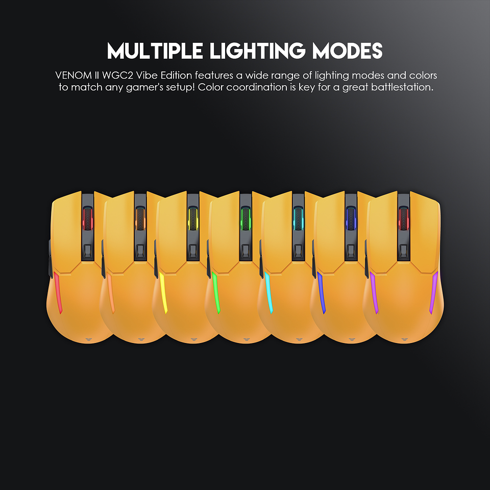 WGC2 VENOM II Yellow Mouse Inalámbrico 2.400 DPI 12