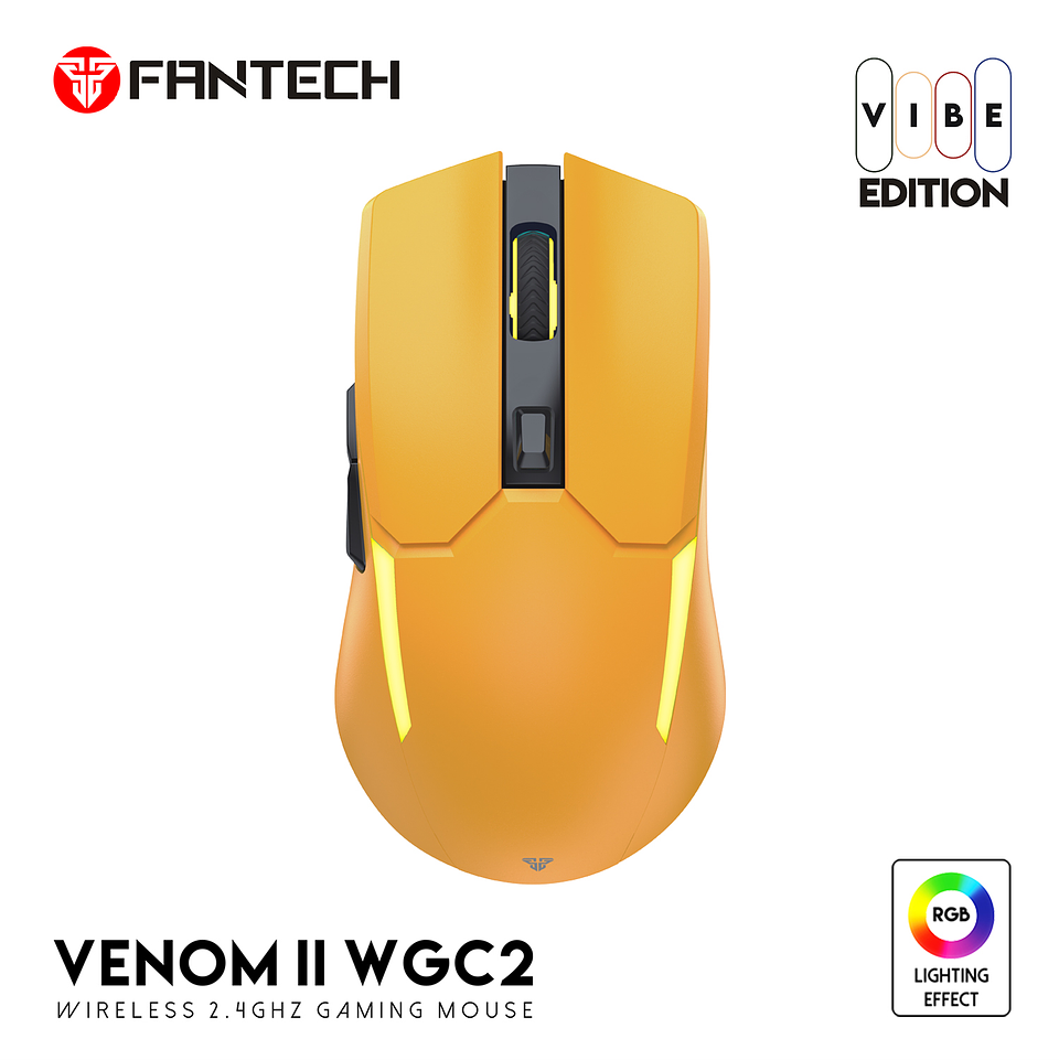 WGC2 VENOM II Yellow Mouse Inalámbrico 2.400 DPI 16