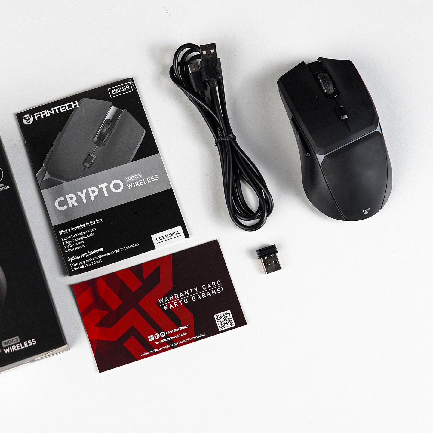 WGC3 CRYPTO Black Gaming Mouse Inalámbrico 10.000 DPI 12