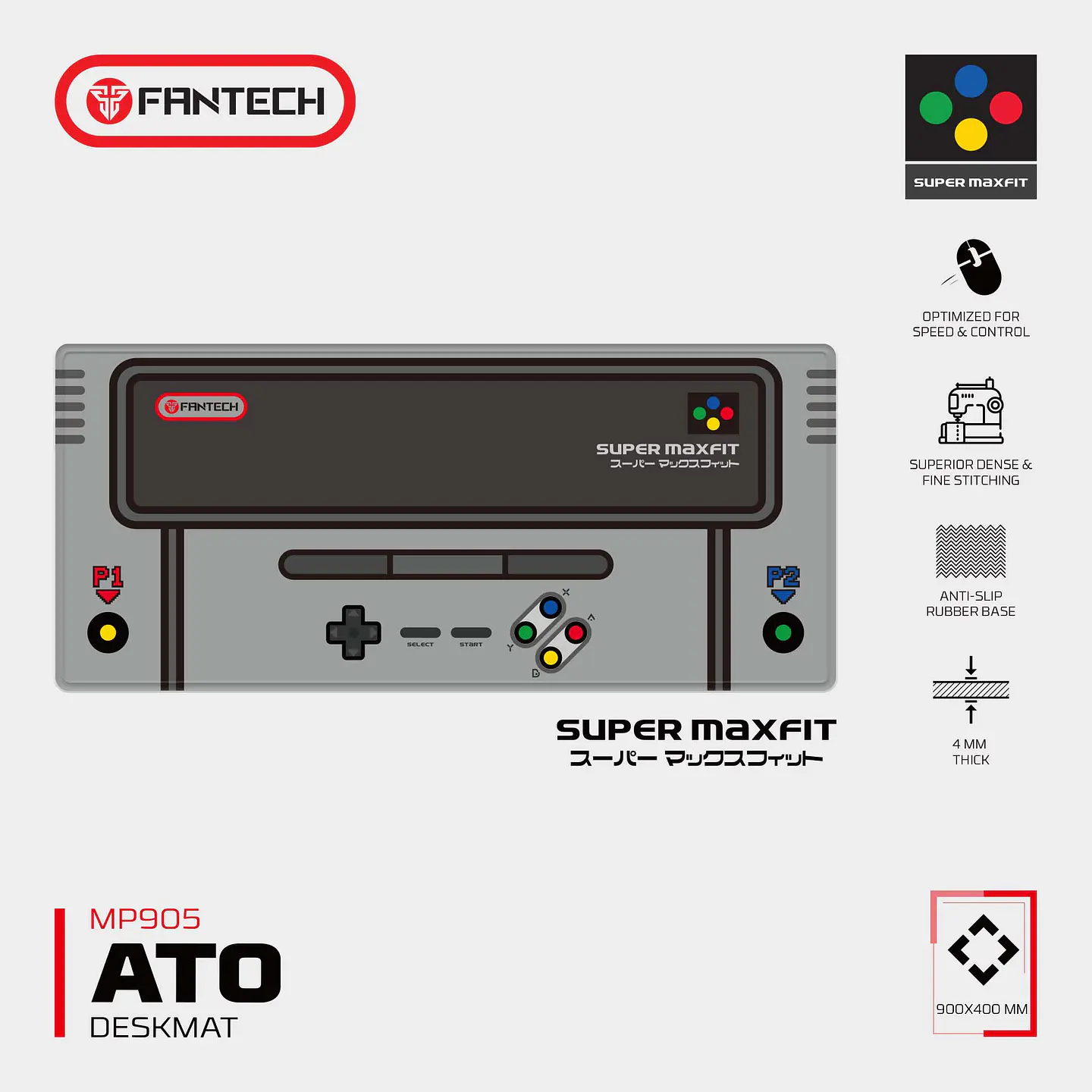 MP905 ATO Super Famicom Edition Mousepad Deskmat Talla XL Super Maxfit SNES 15