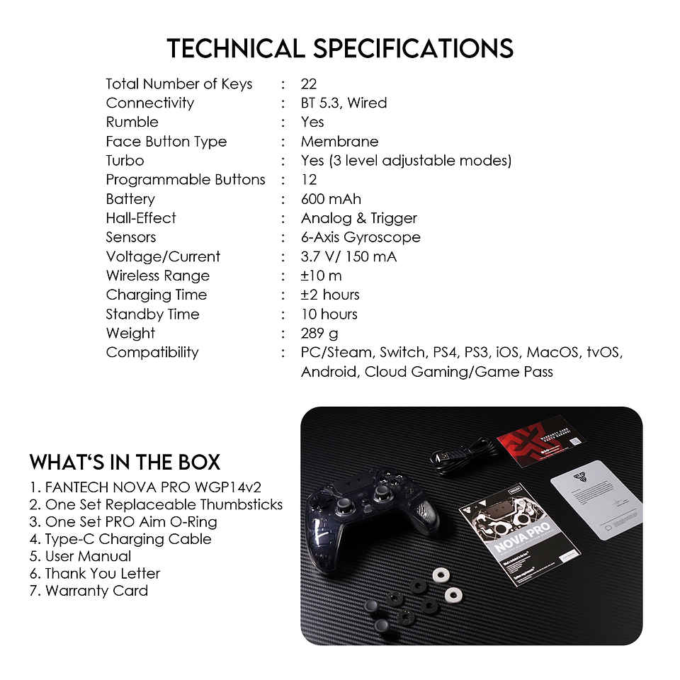 WGP14V2 NOVA PRO Atomic Black Control Inalámbrico Multiplataforma PS4 PC Switch 20