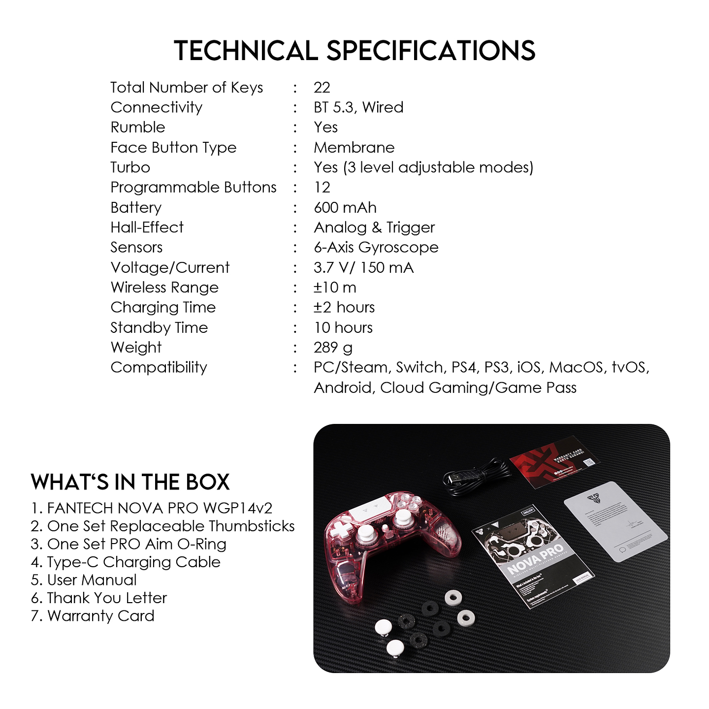 WGP14V2 NOVA PRO Atomic Pink Control Inalámbrico Multiplataforma PS4 PC Switch 19