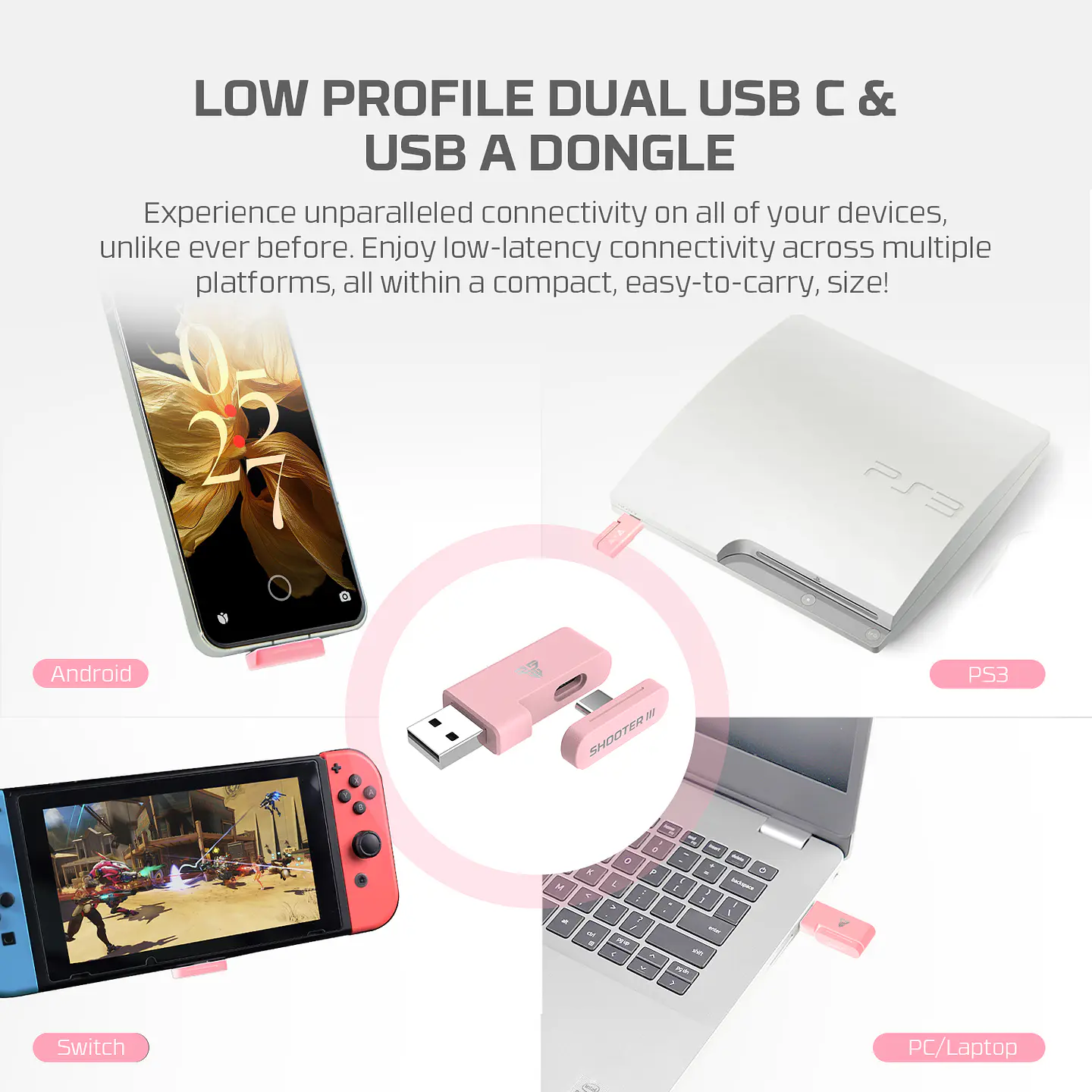 WGP13s SHOOTER III Pink Control Inalámbrico Multiplataforma PC Switch Mobile Playstation 8