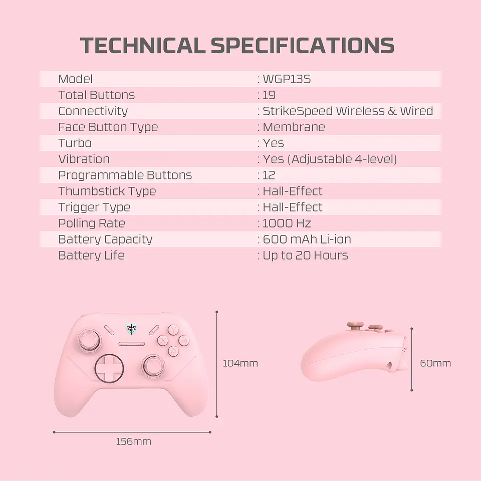 WGP13s SHOOTER III Pink Control Inalámbrico Multiplataforma PC Switch Mobile Playstation 17