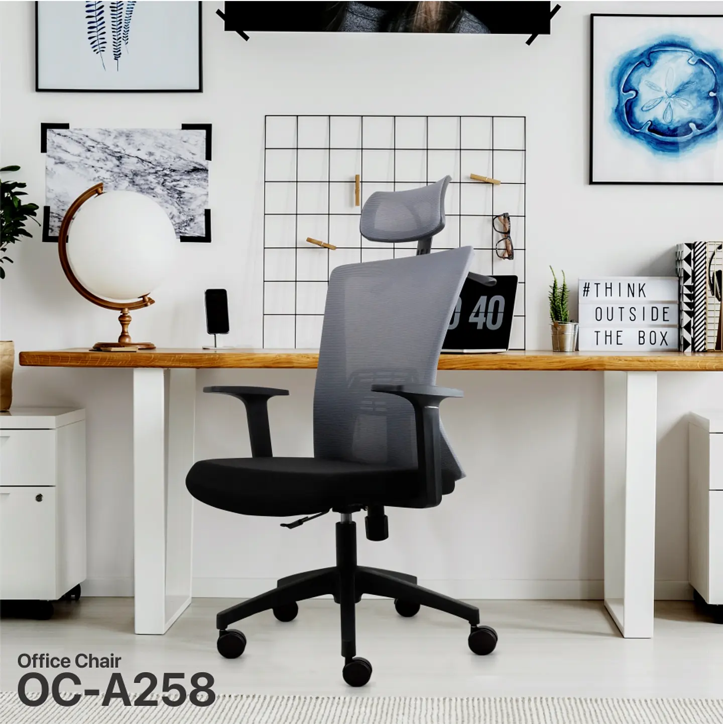 OCA258 Grey Silla ergonómica Oficina 7