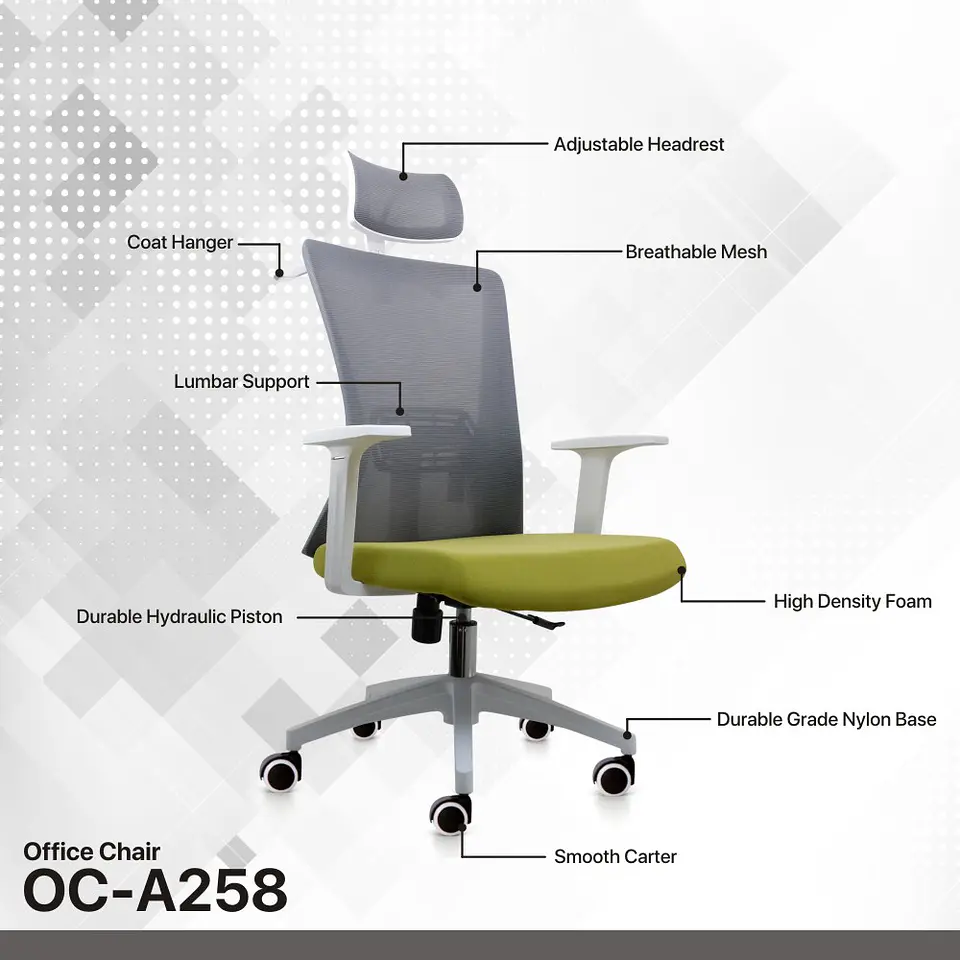OCA258 Grey Silla ergonómica Oficina 8