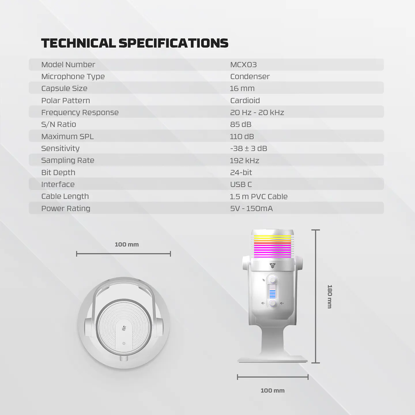 MCX03 LEVIOSA MAX White Micrófono Cardioide Condensador 14