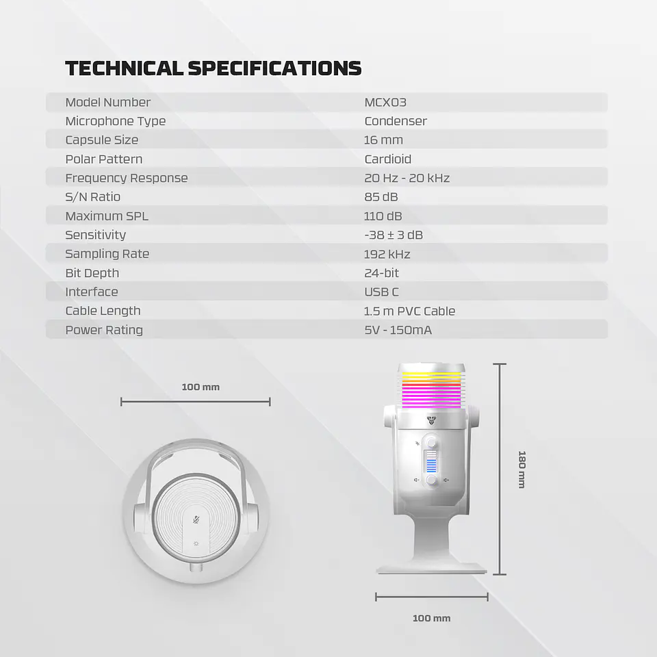 MCX03 LEVIOSA MAX White Micrófono Cardioide Condensador 14