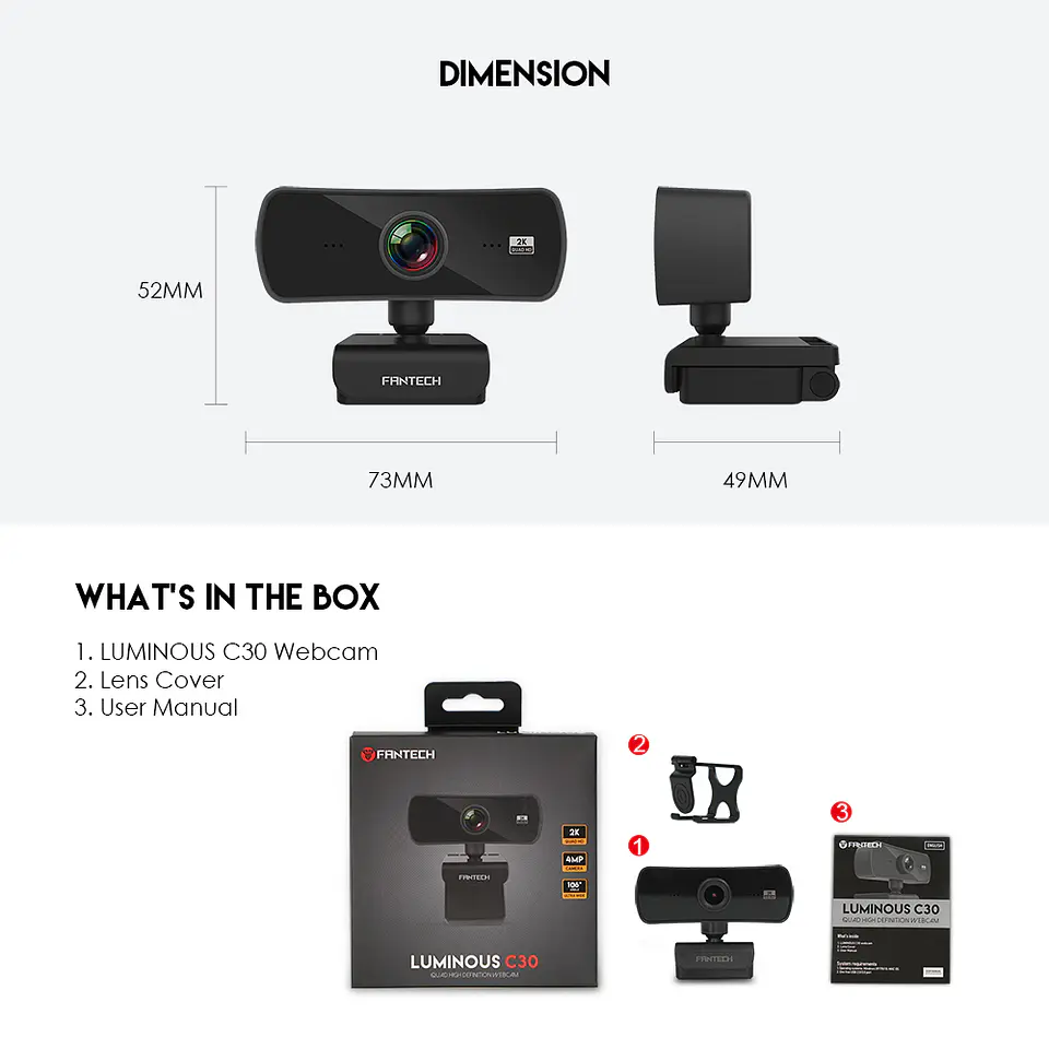 C30 LUMINOUS Black Webcam 2K Cámara Web Quad HD  11