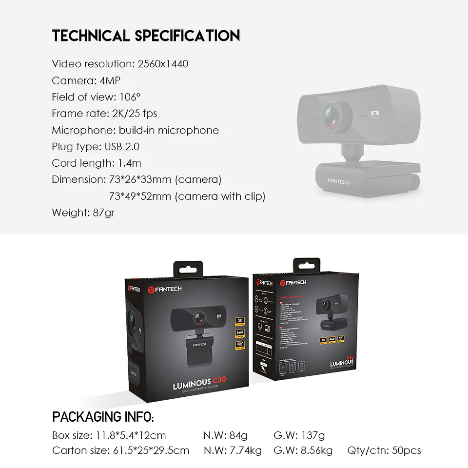 C30 LUMINOUS Black Webcam 2K Cámara Web Quad HD  13