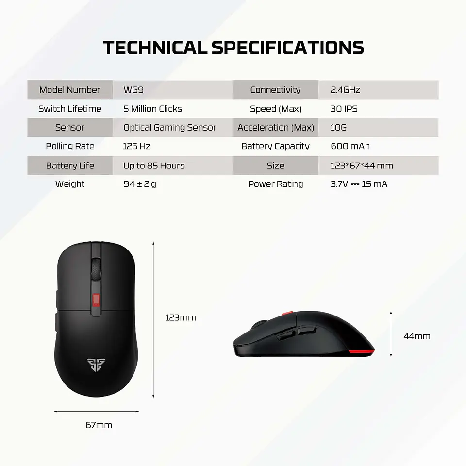 WG9 KANATA Black Mouse Inalámbrico 2.000 DPI 12