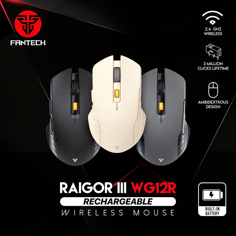 WG12R RAIGOR III Beige Mouse Inalámbrico 2.000 DPI 7