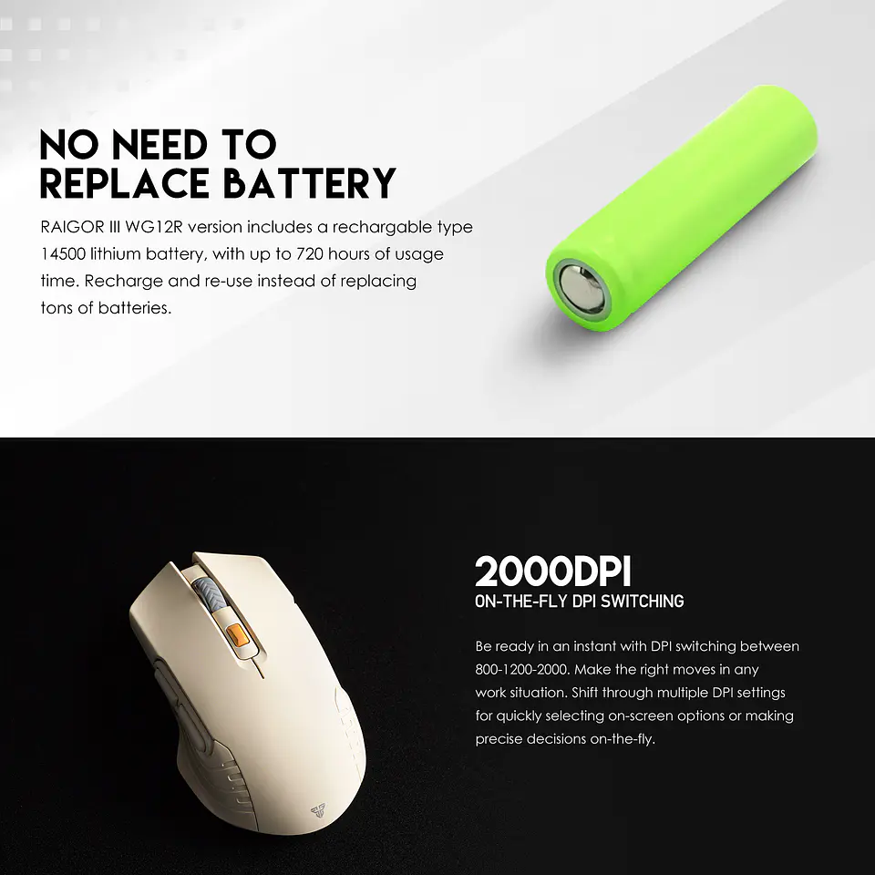 WG12R RAIGOR III Beige Mouse Inalámbrico 2.000 DPI 6