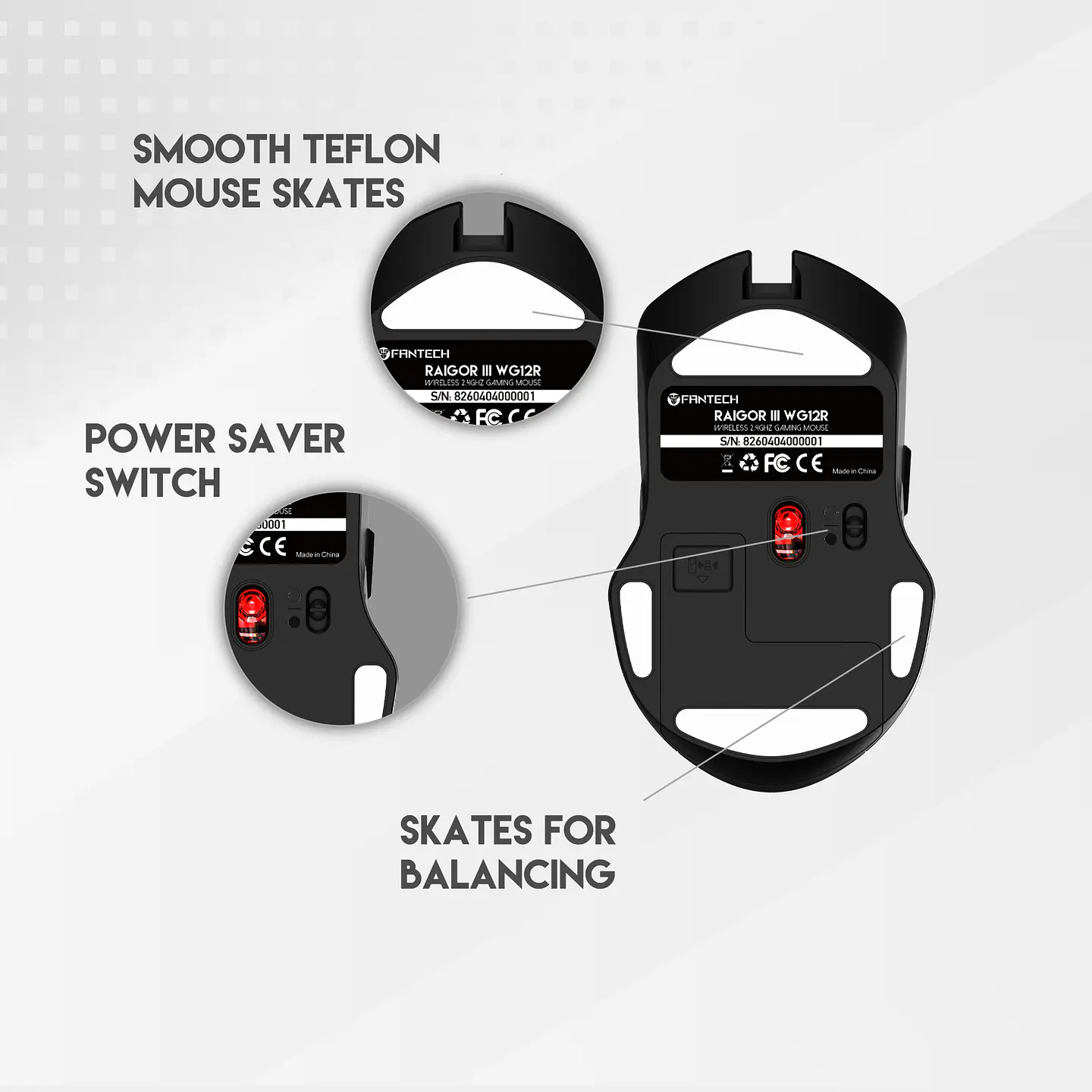 WG12R RAIGOR III Grey Mouse Inalámbrico 2.000 DPI 3