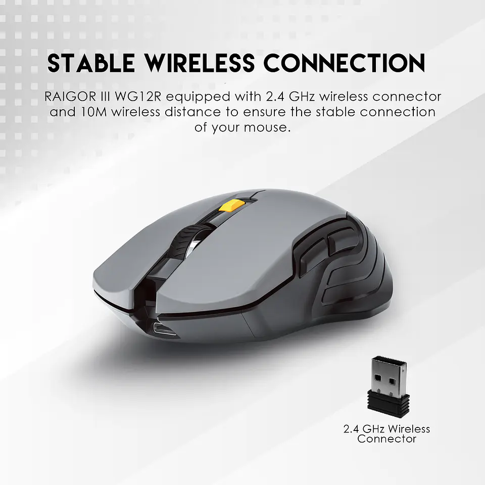 WG12R RAIGOR III Grey Mouse Inalámbrico 2.000 DPI 4
